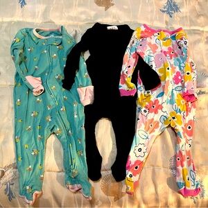Bundle of 3 Footed Infant Onesies, Size 3-6 Months, So Darn Cute!